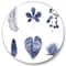 Designart - Abstract Blue Set Of Plant Leaves - Traditional Metal Circle Wall Art